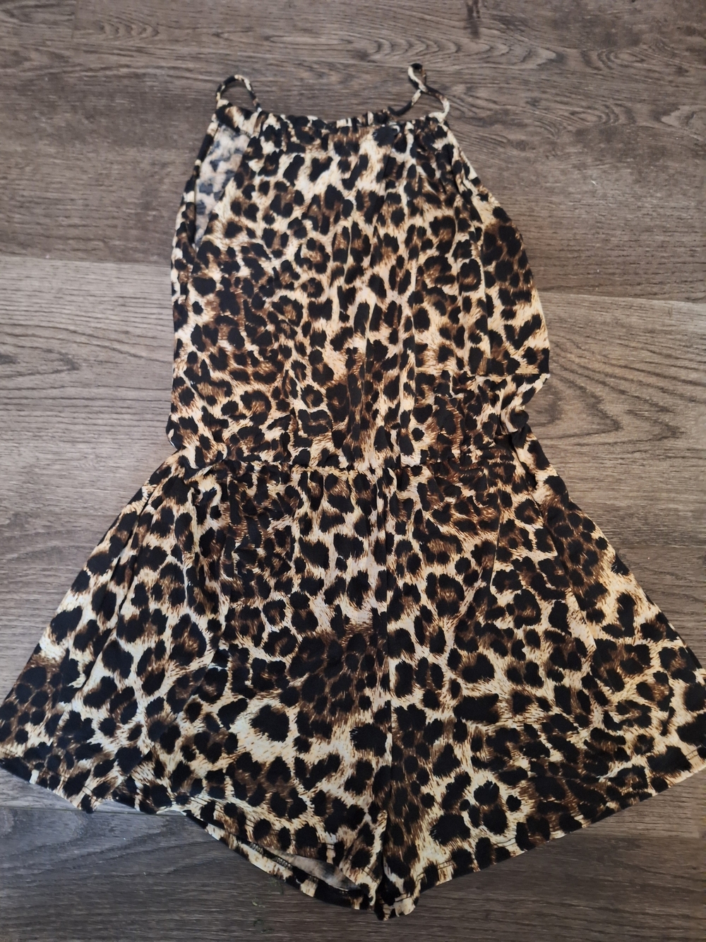 Leopard Print Women's Romper Brown Animal Print